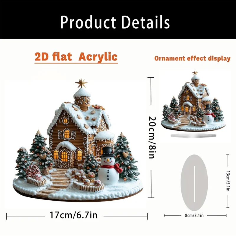 Christmas Garden Stake Statue Acrylic Waterproof Winter Gingerbread House Potted Plants Ground Plugs