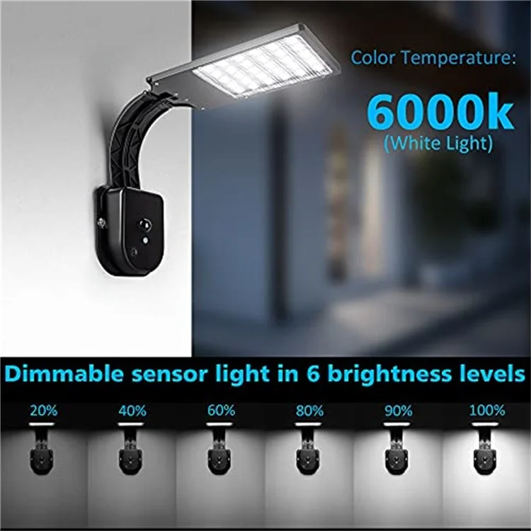 30 LED Solar Light Landscape Garden Outdoor Motion Sensor Wall Lamp with Remote Control - Schwarz