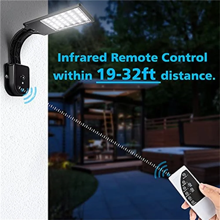 30 LED Solar Light Landscape Garden Outdoor Motion Sensor Wall Lamp with Remote Control - Schwarz