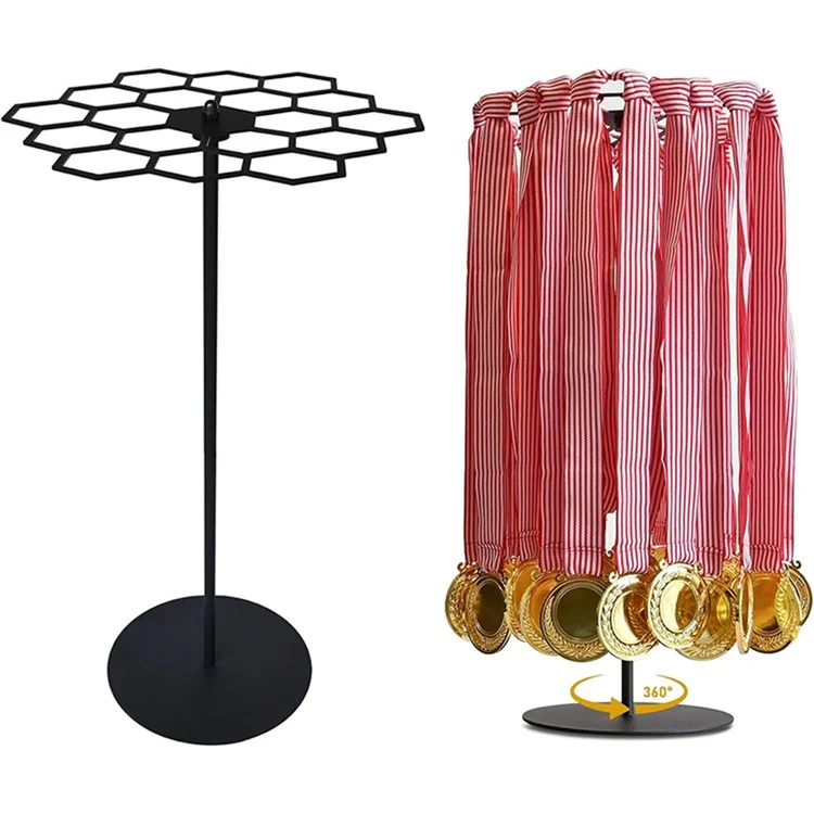 Carbon Steel Rotating Medal Display Stand Desktop 360 Degree Spin Medals Hanging Rack