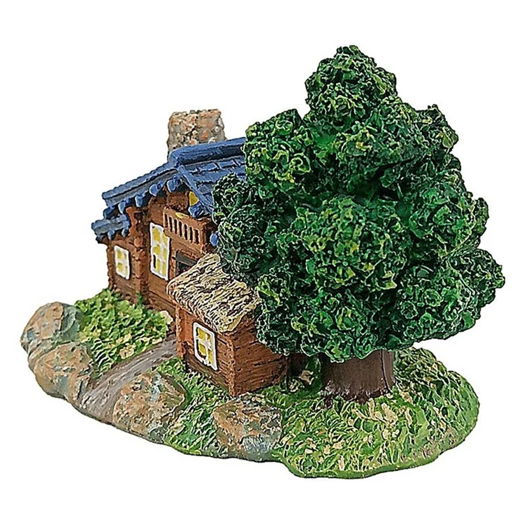 Wood Texture Cabin Ornament Bonsai Decoration Micro Landscape Garden Resin Craft