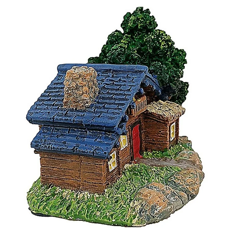 Wood Texture Cabin Ornament Bonsai Decoration Micro Landscape Garden Resin Craft