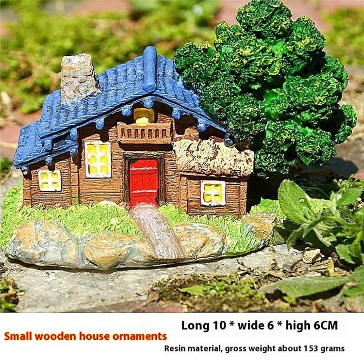 Wood Texture Cabin Ornament Bonsai Decoration Micro Landscape Garden Resin Craft
