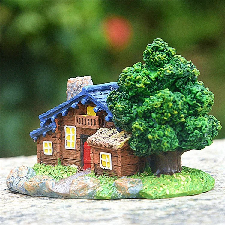 Wood Texture Cabin Ornament Bonsai Decoration Micro Landscape Garden Resin Craft