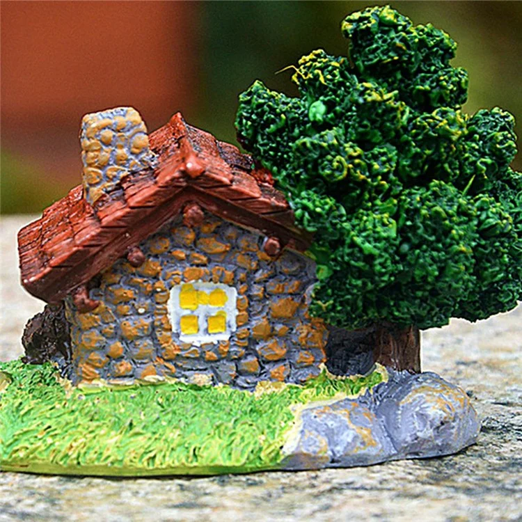 Ornement de cabine à texture de pierre, décoration de bonsaï, artisanat de résine de paysage de micro-jardin