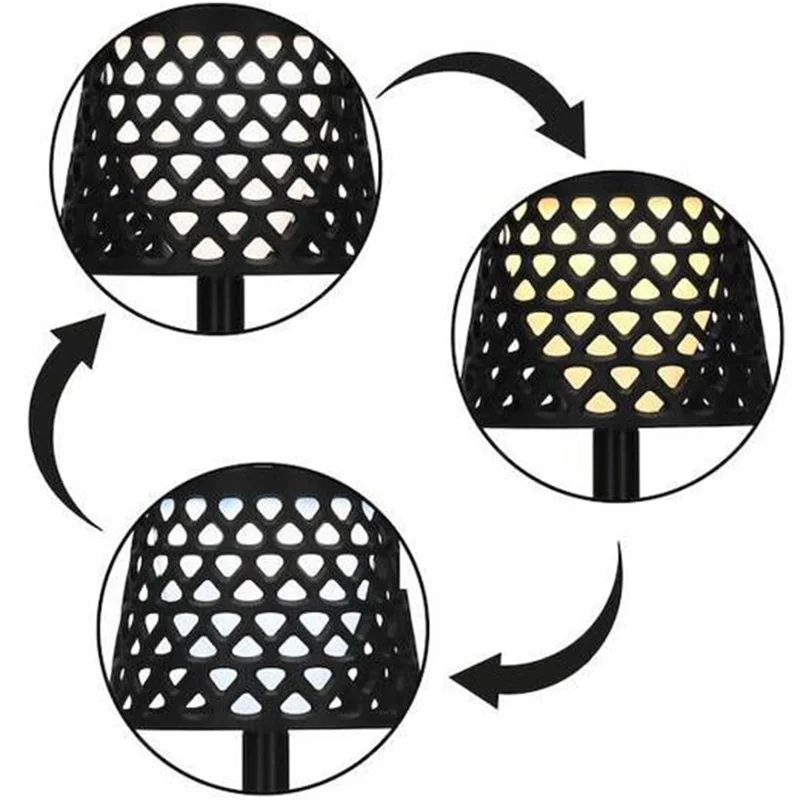 Solarbeleuchtete 5-in-1 wiederaufladbare Tischlampe, wasserdicht für Außenbereich, Garten, Terrasse, Rasen, Dorm - Schwarz