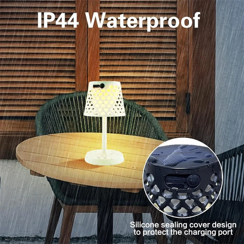 Solarbeleuchtete 5-in-1 wiederaufladbare Tischlampe, wasserdicht für Außenbereich, Garten, Terrasse, Rasen, Dorm - Schwarz