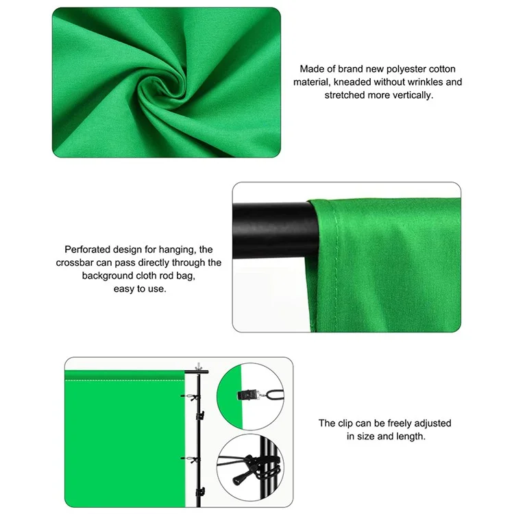 2m x 2m For Photography Green Screen Backdrop Chroma Key Background Studio Shooting Wall With Stand
