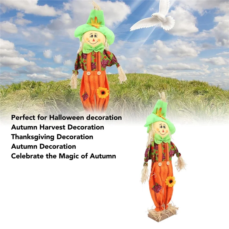 60cm Thanksgiving Day Scarecrow Decoration Fall Harvest Farmhouse Festival Ornament - Boy