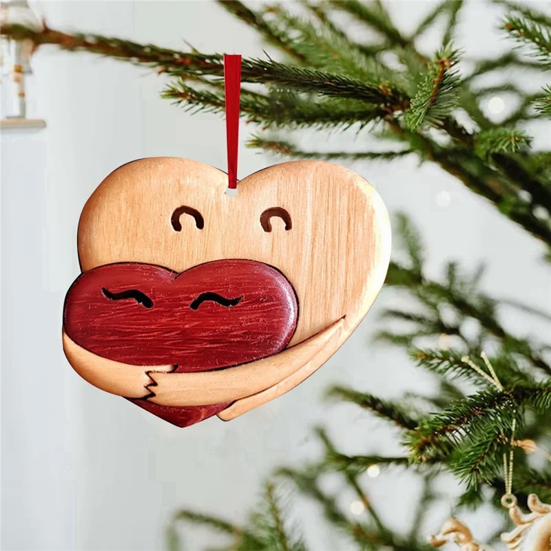 Valentine Day Heart Pendant Wooden Car Home Hanging Ornament Gift - Style A