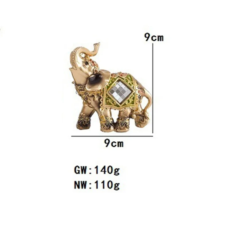 Feng Shui Glück Elefant Statue Harz Handwerk Haus Veranda Büro Schreibtisch Ornament, Größe S - Grün