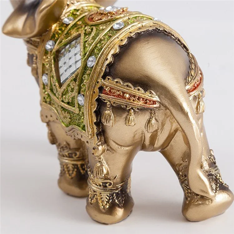 Feng Shui Glück Elefanten Statue Kunstharz Handwerk Zuhause Veranda Büro Schreibtisch Ornament, Größe M - Braun