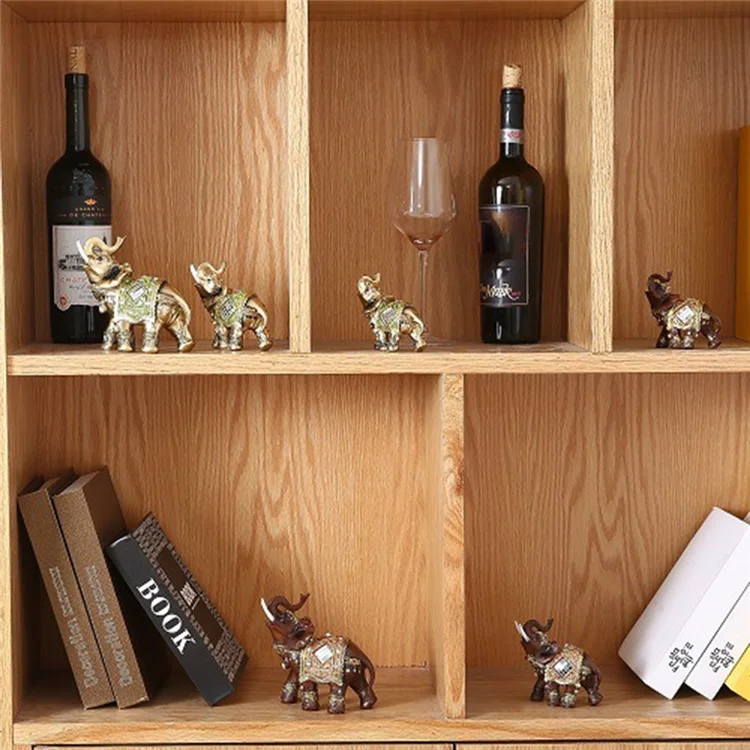 Feng Shui Glücks-Elefantenstatue, Kunstharz-Handwerk für Zuhause, Veranda, Büro, Schreibtisch, Ornament, Größe L - Grün