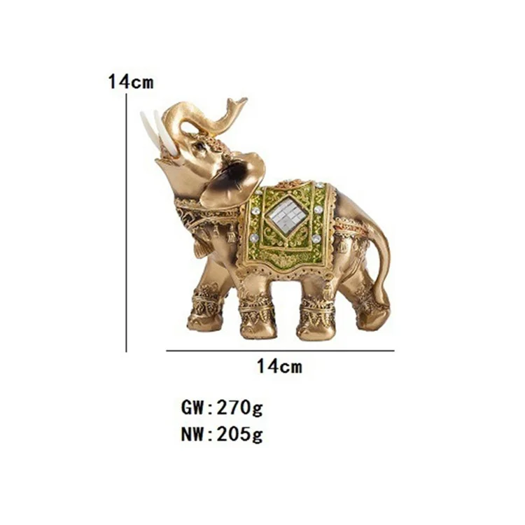 Feng Shui Glücks-Elefantenstatue, Kunstharz-Handwerk für Zuhause, Veranda, Büro, Schreibtisch, Ornament, Größe L - Grün