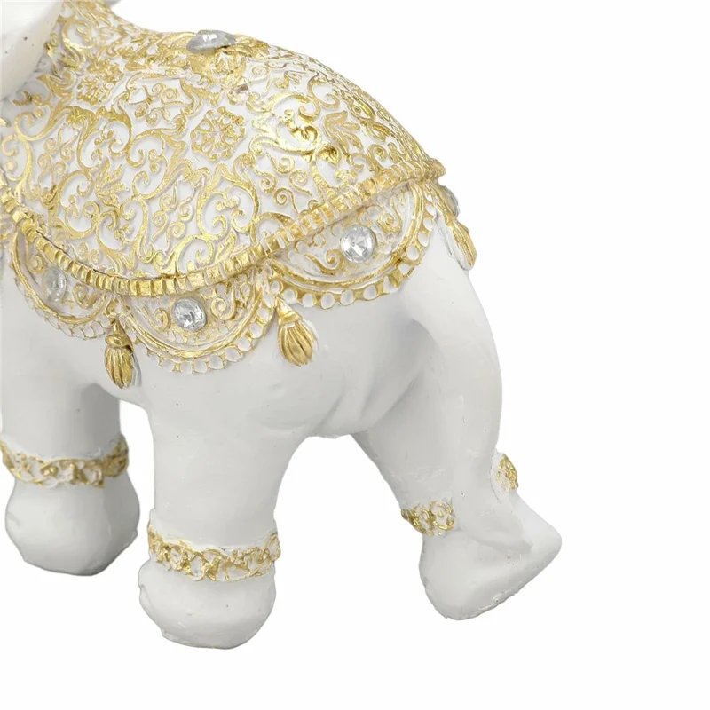 Statua di elefante fortunato in resina Artigianato per casa, portico, ufficio, Feng Shui Ornamento, Dimensione S - Bianco