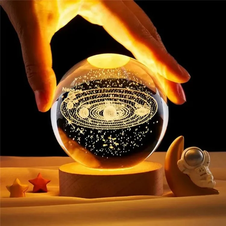 Kristallkugel-Nachtlicht LED beleuchtete Tischlampe für Schlafzimmerdekoration Geburtstagsgeschenk - Mond