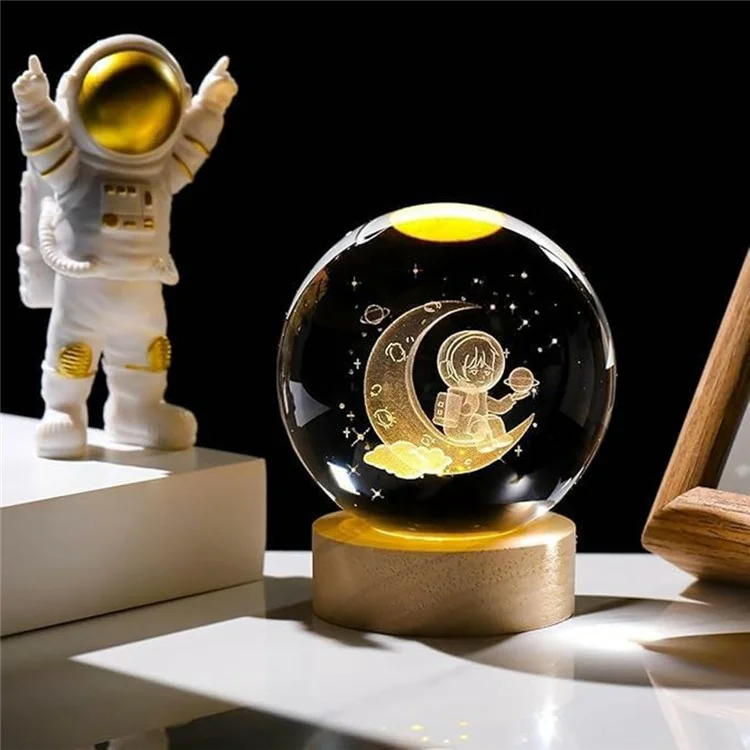 Kristallkugel-Nachtlicht LED beleuchtete Tischlampe für Schlafzimmerdekoration Geburtstagsgeschenk - Mond