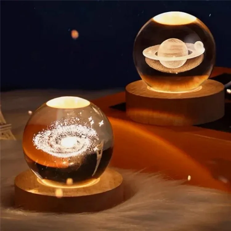 Kristallkugel-Nachtlicht LED beleuchtete Tischlampe für Schlafzimmerdekoration Geburtstagsgeschenk - Mond