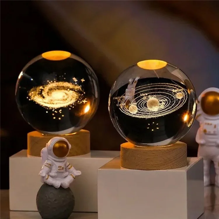 Kristallkugel-Nachtlicht LED beleuchtete Tischlampe für Schlafzimmerdekoration Geburtstagsgeschenk - Mond