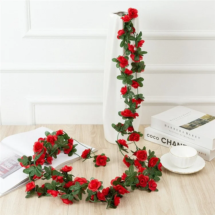 Guirnalda artificial de peonías de 2,5 m con 45 flores decoración floral para boda, hogar, techo y pared - Rojo