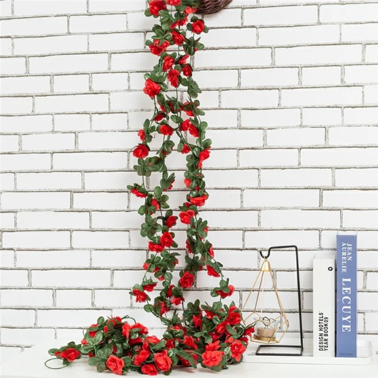 Guirnalda artificial de peonías de 2,5 m con 45 flores decoración floral para boda, hogar, techo y pared - Rojo
