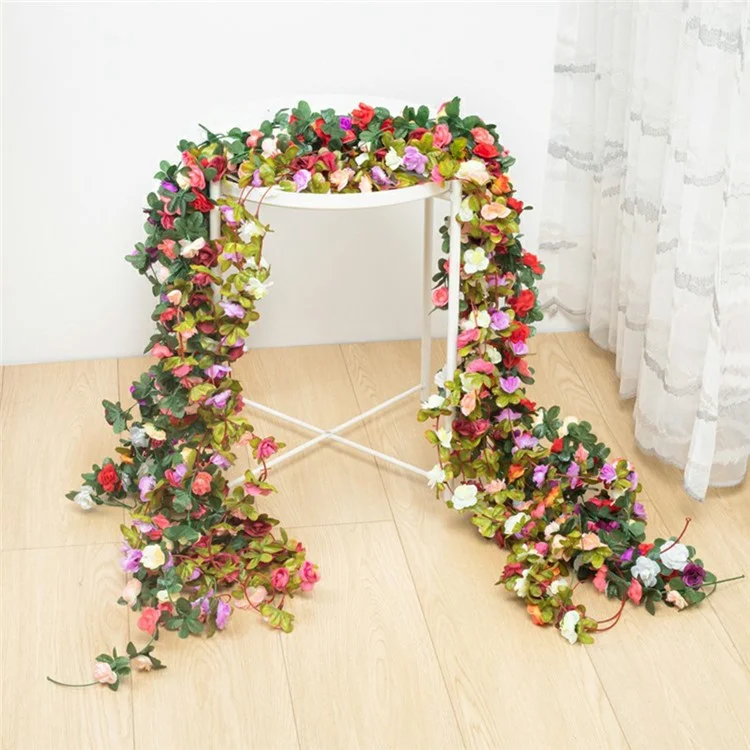 Guirnalda artificial de peonías de 2,5 m con 45 flores decoración floral para boda, hogar, techo y pared - Rojo
