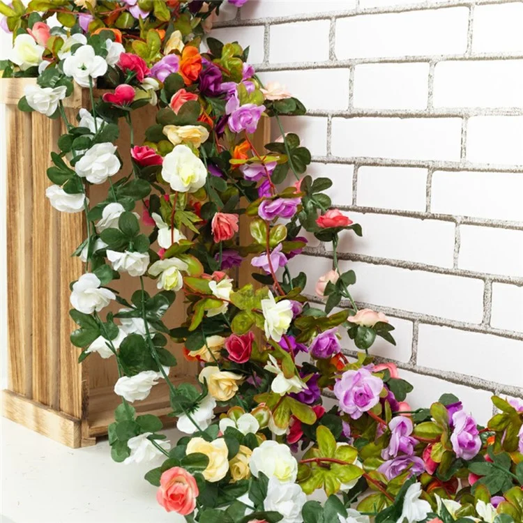 Guirnalda artificial de peonías de 2,5 m con 45 flores decoración floral para boda, hogar, techo y pared - Rojo