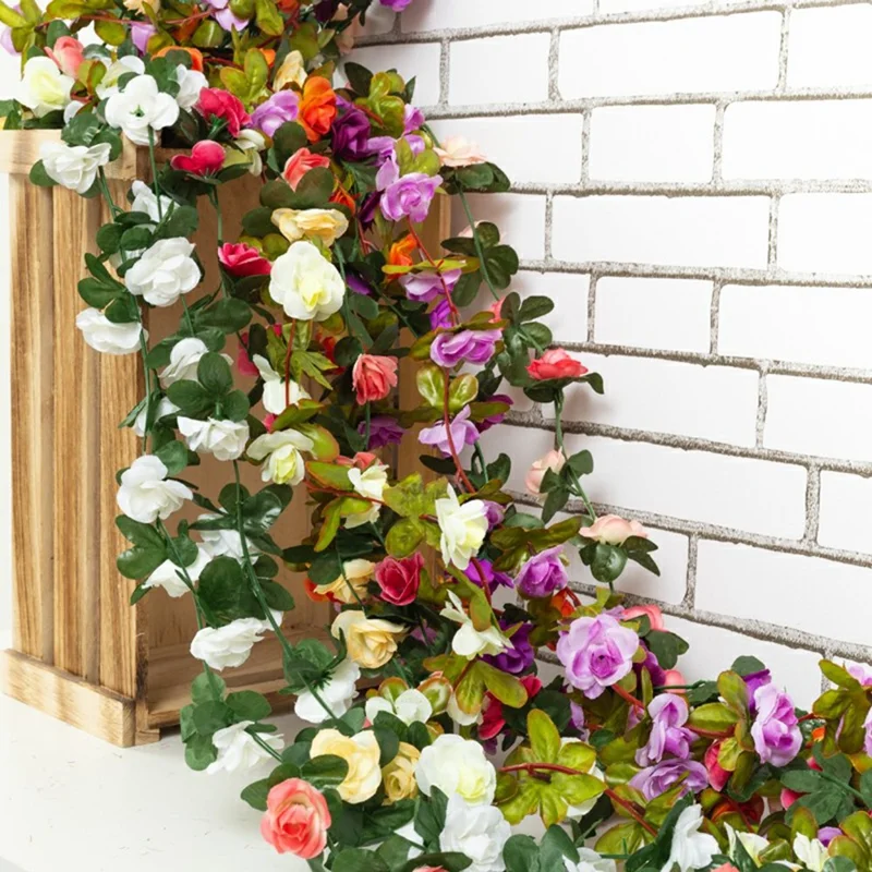2.5m Artificial Peony Flower Garland 45 Blooms Floral Vine Wedding Home Ceiling Wall Decor - Purple