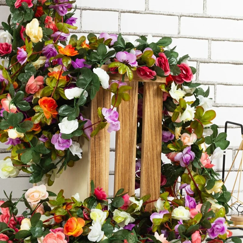 2.5m Artificial Peony Flower Garland 45 Blooms Floral Vine Wedding Home Ceiling Wall Decor - Purple