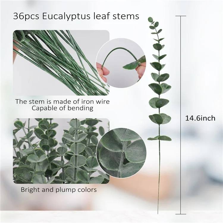 10 Stück künstliche Eukalyptus-Stämme, Plastik-Faux-Pflanze, Heim- und Bürodekoration, Hochzeit, Party - Schwärzlich-grün mit weißem Pulver