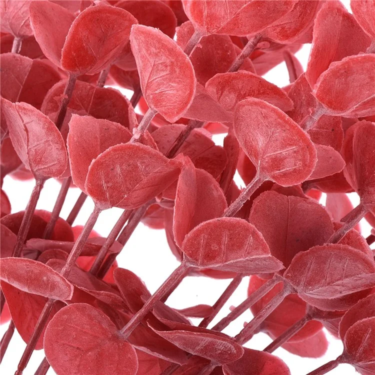 10 Stück künstliche Eukalyptus-Stämme, Kunststoff-Faux-Pflanzen für Heim, Büro, Hochzeit und Party-Dekoration - Rot