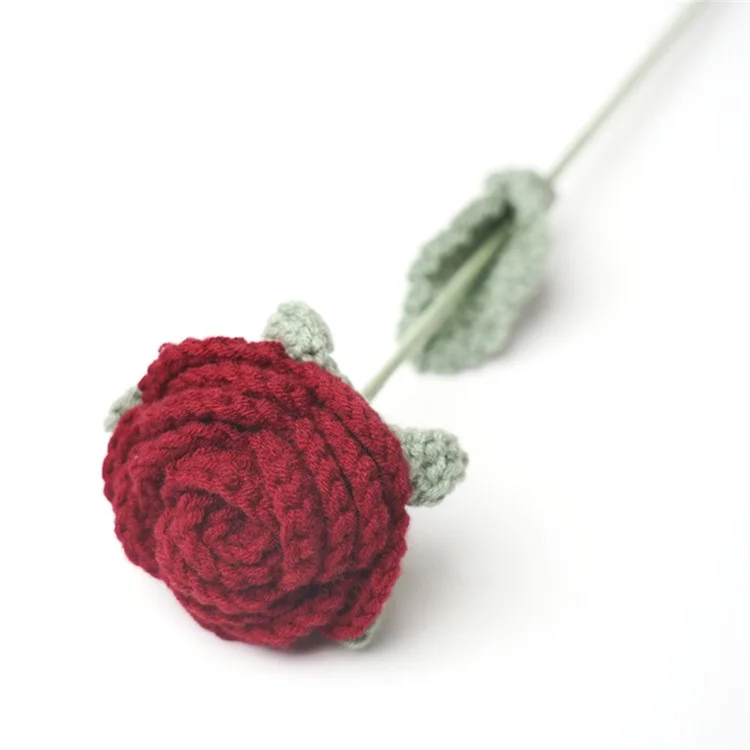 Rosa artificial de flores realista tricotada decoração de casamento de escritório doméstico arranjo floral de alta qualidade