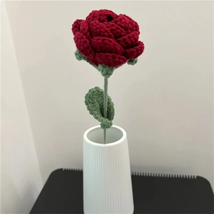 Rosa artificial de flores realista tricotada decoração de casamento de escritório doméstico arranjo floral de alta qualidade
