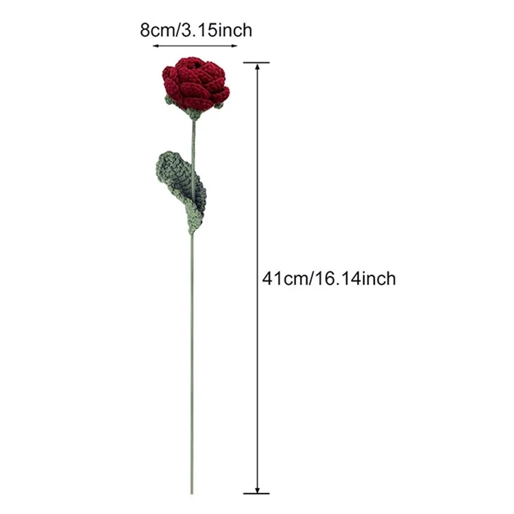 Rosa artificial de flores realista tricotada decoração de casamento de escritório doméstico arranjo floral de alta qualidade
