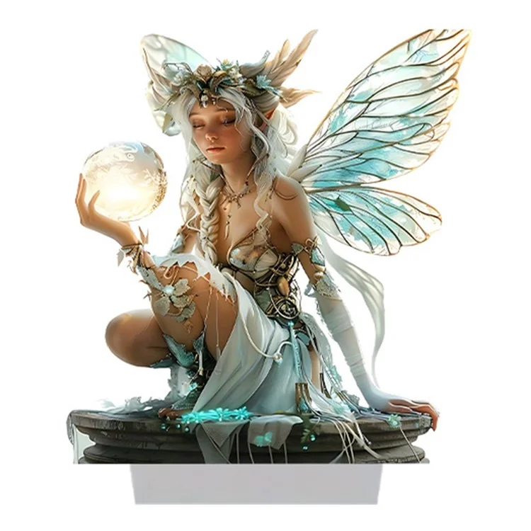 Mond-Feen-Tischdekoration mit Standfuß, Acryl-Ornament für Zuhause und Büro