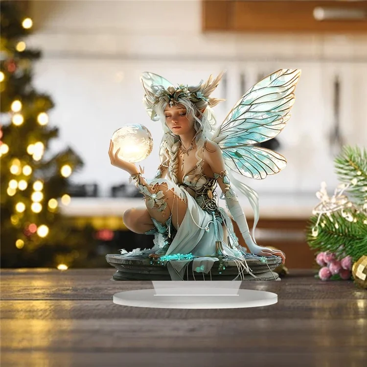 Mond-Feen-Tischdekoration mit Standfuß, Acryl-Ornament für Zuhause und Büro