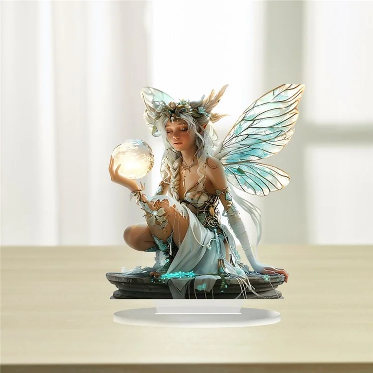 Mond-Feen-Tischdekoration mit Standfuß, Acryl-Ornament für Zuhause und Büro