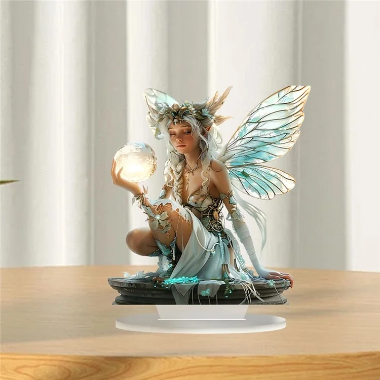 Mond-Feen-Tischdekoration mit Standfuß, Acryl-Ornament für Zuhause und Büro
