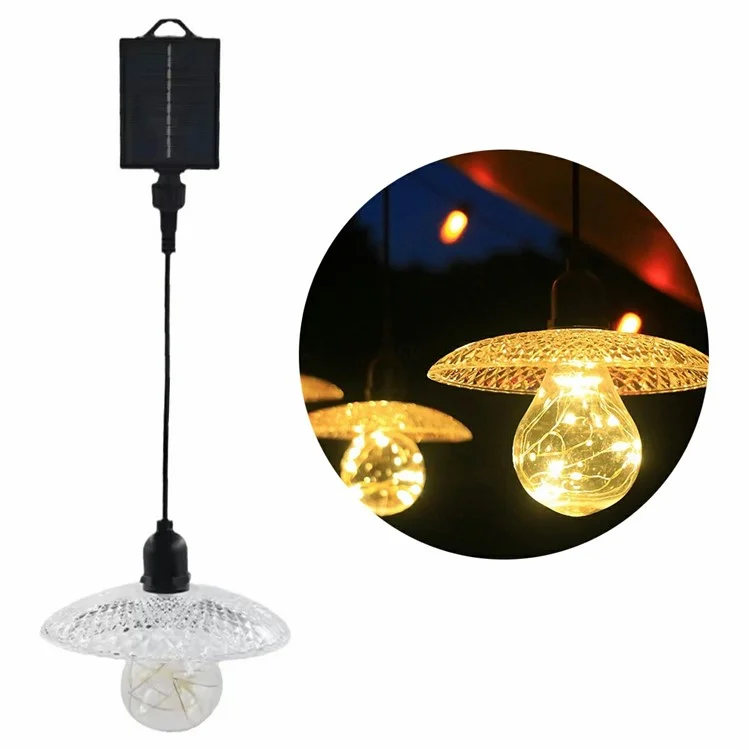 Lámpara colgante de linterna de solar para tienda, bombilla de luz de cadena para exterior, camping, jardín, patio, luz ambiental decorativa