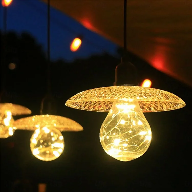 Lámpara colgante de linterna de solar para tienda, bombilla de luz de cadena para exterior, camping, jardín, patio, luz ambiental decorativa