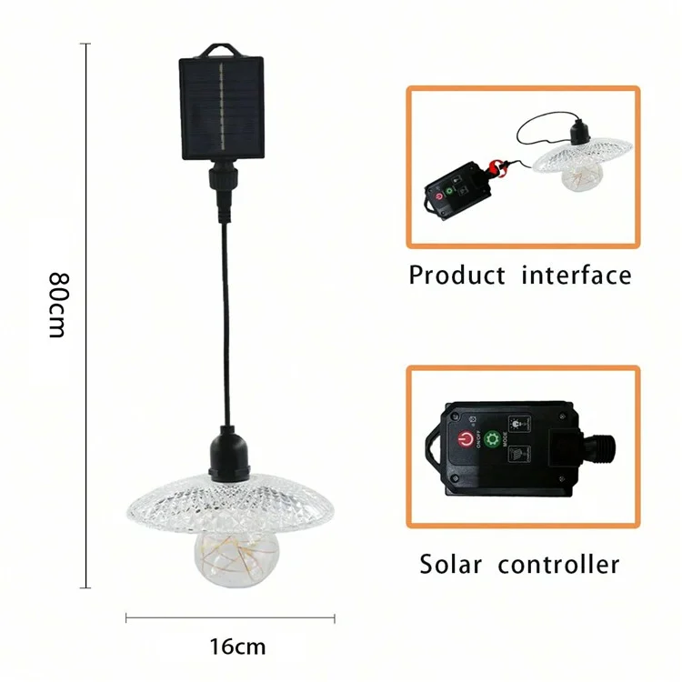 Lámpara colgante de linterna de solar para tienda, bombilla de luz de cadena para exterior, camping, jardín, patio, luz ambiental decorativa
