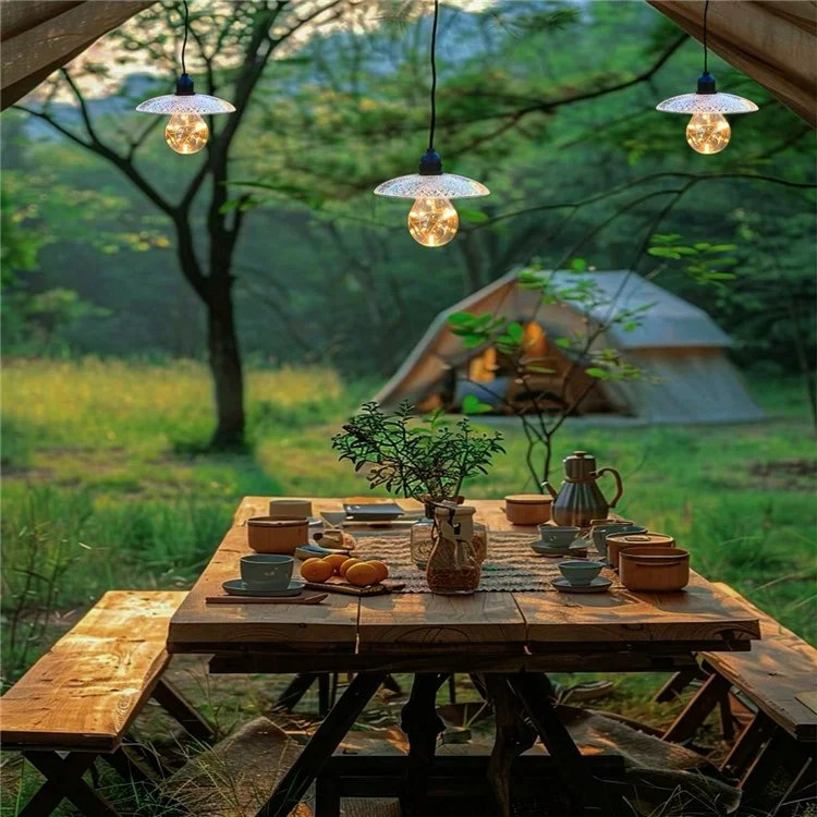 Lámpara colgante de linterna de solar para tienda, bombilla de luz de cadena para exterior, camping, jardín, patio, luz ambiental decorativa