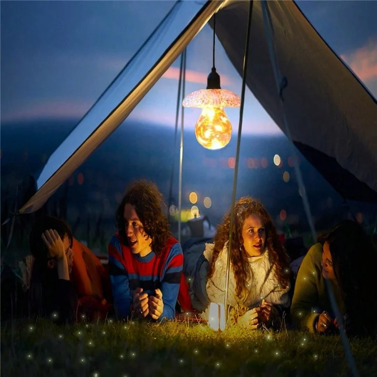 Lámpara colgante de linterna de solar para tienda, bombilla de luz de cadena para exterior, camping, jardín, patio, luz ambiental decorativa