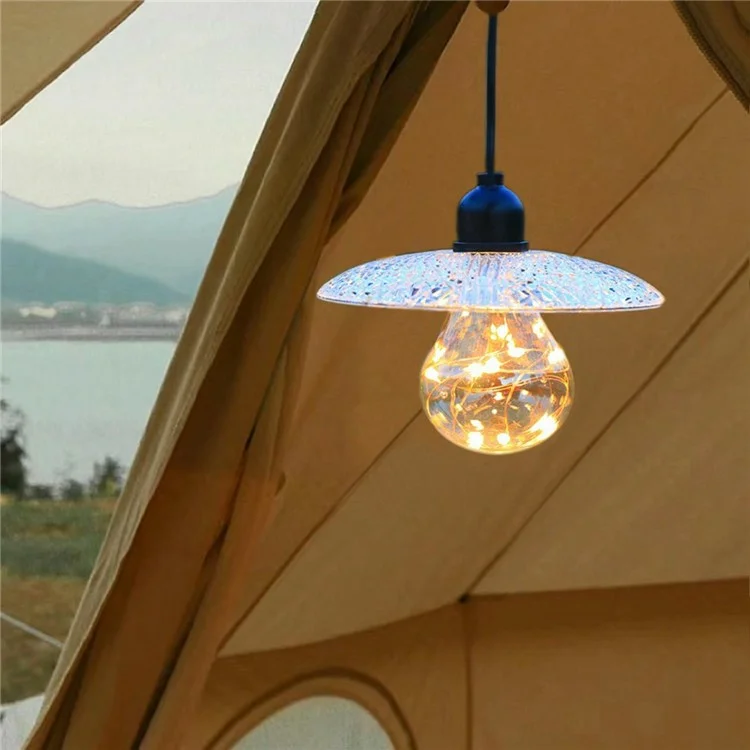 Lámpara colgante de linterna de solar para tienda, bombilla de luz de cadena para exterior, camping, jardín, patio, luz ambiental decorativa