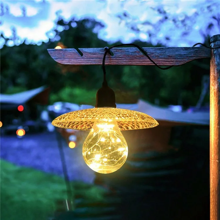 Lámpara colgante de linterna de solar para tienda, bombilla de luz de cadena para exterior, camping, jardín, patio, luz ambiental decorativa