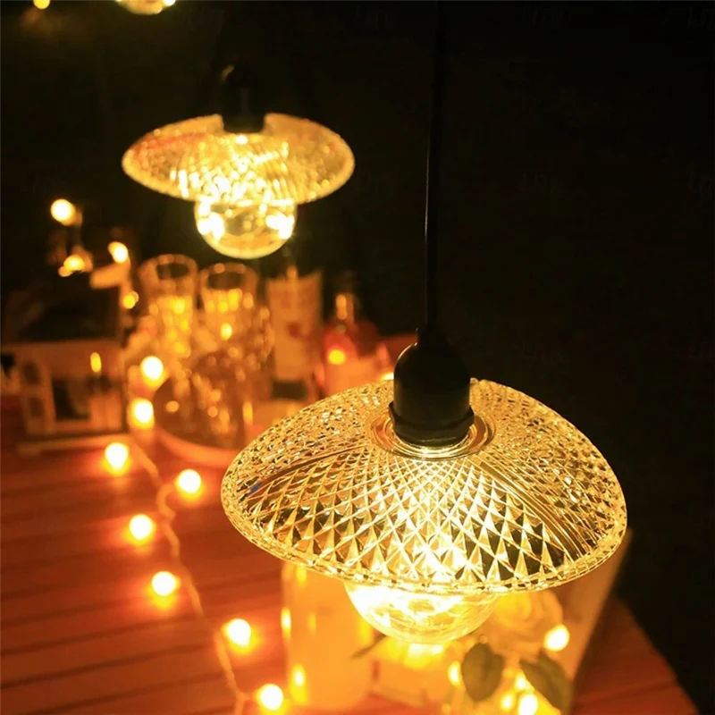 Akku-betriebene Zelt-Hängelaterne, Lichterkette, Glühbirne für Outdoor-Garten, Terrasse, dekorative Raumbeleuchtung
