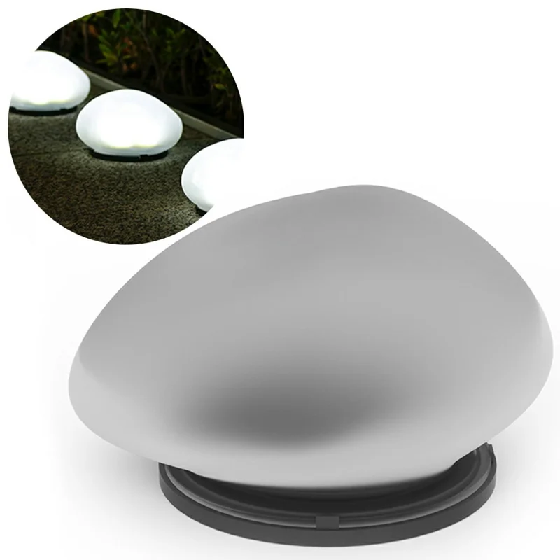 Solar Decorative Pebble Stone Design Garden Light Outdoor Waterproof Lawn Yard Lamp - White Light