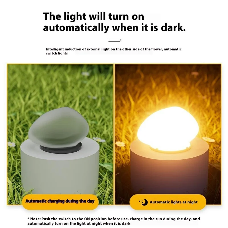 Solar Decorative Pebble Stone Design Garden Light Outdoor Waterproof Lawn Yard Lamp - White Light