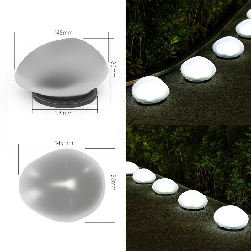 Solar Decorative Pebble Stone Design Garden Light Outdoor Waterproof Lawn Yard Lamp - White Light