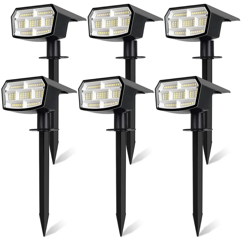 ZJ-DC59 6 luzes de gramado solares de 59 LEDs, luzes de jardim externas à prova d'água com estaca de solo